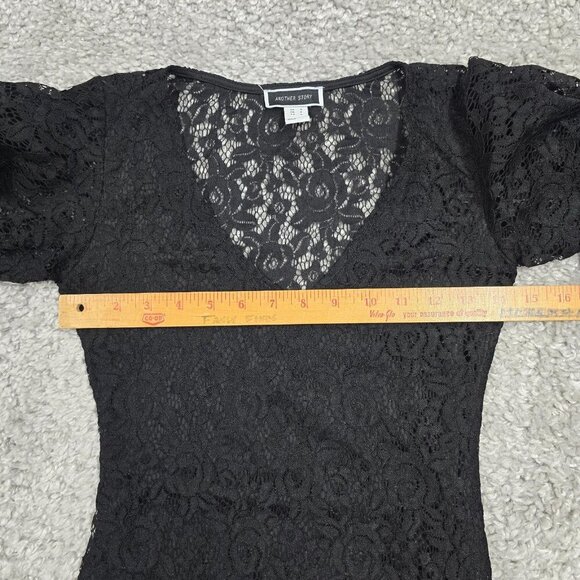 Whimsigoth Lace Mini Dress Black Flare Sleeve Fairycore‎ Goth Womens Small - Picture 11 of 16